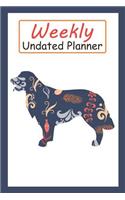 Weekly Undated Planner: 52 Weeks Planner with Blue Flower Golden Retriever Dog Pattern and Gratitude Journal Section (Agenda, Organizer, Notes, Goals & to Do Lists)