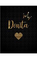 Donita: Black Personalized Lined Journal with Inspirational Quotes