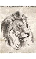 Lion Notebook: 8.5 X 11 202 Wide Ruled Pages