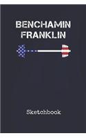 Sketchbook: Benchamin Franklin United States Blank Writing Journal Patriotic Stars & Stripes Red White & Blue Cover Daily Diaries for Journalists & Writers Note