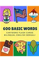 600 Basic Words Cartoons Flash Cards Bilingual English Bengali