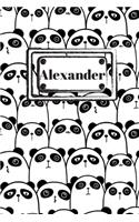 Alexander: Liniertes Panda Notizbuch oder Pandabär Notizheft liniert - Pandas Journal für Männer und Frauen mit Linien