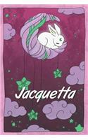 Jacquetta: personalized notebook sleeping bunny on the moon with stars softcover 120 pages blank useful as notebook, dream diary, scrapbook, journal or gift id