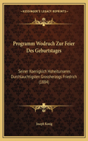 Programm Wodruch Zur Feier Des Geburtstages