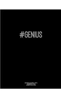 Notebook for Cornell Notes, 120 Numbered Pages, #GENIUS, Black Cover