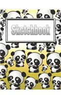 Sketchbook: Silly Cute Panda Bears Sketchbook & Art Notebook - Large Blank Sketchbook: 100 Pages - 8.5"x11" Blank Drawing Book & Sketching Journal Notepad