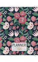 Planner 2020: Weekly Planner. Monthly Calendars, Daily Schedule, Important Dates, Mood Tracker, Goals and Thoughts all in One! Floral Cover