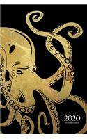 2020 Octopus Planner: Beautiful 2020 Gold Octopus lover Diary Planner for Woman