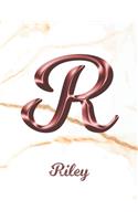 Riley: 1 Year Weekly Planner with Note Pages (12 Months) - White Marble Rose Gold Pink Effect Letter R - 2020 - 2021 - Week Planning - Monthly Appointment 