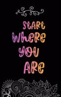 Start Where you are: A journal for self exploration, hidden thought write, Slowing down, healing and reflection