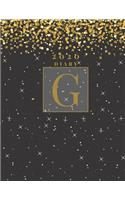 Personalised 2020 Diary Week To View Planner: A4 Gold Letter G (Gold Stars And Glitter) Organiser And Planner For The Year Ahead, School, Business, Office, Work, University