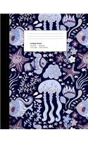 Blue Undersea Creatures Composition Notebook College Ruled