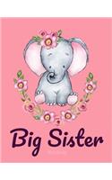 Big Sister Notebook: Personalized Message Cute Elephant Flowers Watercolor Draw and Write Journal with Inspirational Quotes for Girls