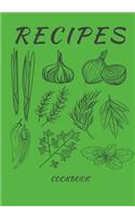 Recipes Cookbook: Green Blank Cookbook, Recipe Binder, Cooking Journal, Recipe Notebook(Elite Recipe Book)