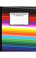 Unruled Composition Notebook 8" x 10". 120 Pages. Bright Colored Pencils Pattern