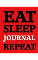 Bullet Dot Grid Journal - Eat Sleep Journal Repeat (Red-White): 150 page 8" x 10" Dot Grid Journal: Blank Diary, Dot Grid Bullet Planner(20 Eat Sleep Journal Repeat Journals)