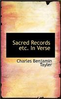 Sacred Records Etc. in Verse: (English)