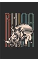 Rhino Retro: Rhinos Notebook, Dotted Bullet (6 x 9 - 120 pages) Animal Themed Notebook for Daily Journal, Diary, and Gift