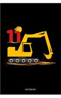 Notebook: Blank Lined Journal 6x9 - 11th Birthday Construction Truck Excavator Crane Boys 11 Years Old Toddler Anniversary Gift