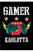 Gamer Karlotta: Liniertes Notizbuch für deinen Vornamen