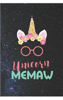 Unicorn Memaw: Family Grandma Women Mom Memory Journal Blank Lined Note Book Mother's Day Holiday Gift