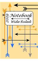 2019 Notebook Wide Ruled: Mid-Century Modern, Arrow Themed Notebook