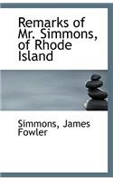 Remarks of Mr. Simmons, of Rhode Island