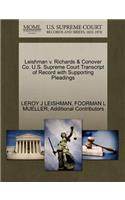Leishman V. Richards & Conover Co. U.S. Supreme Court Transcript of Record with Supporting Pleadings