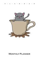 Cat in coffee cup Monthly Planner