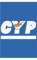 Cyp: Zypern Notizbuch mit punkteraster 120 Seiten in weiß. Notizheft mit der zyprischen Flagge