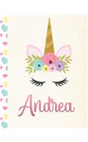 Andrea: 2020. Personalized Weekly Unicorn Planner For Girls. 8.5x11 Week Per Page 2020 Planner/Diary With Pink Name