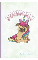 Pugicorn Pug Unicorn Journal: Cute Dog Lovers Art Sketchbook Journal, Notebook 100 Blank Numbered Pages (6" X 9") Creative Artist Drawing Book