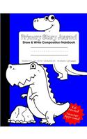 Primary Story Journal - Draw & Write Composition Notebook Grades K-2 Cute Fun Dinosaur Cover to Color! Kindergarten to Early Childhood Dotted Midline Picture Space