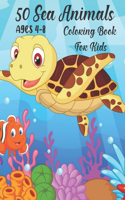 50 Sea Animals Coloring Book For Kids Ages 4-8
