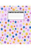 Composition Notebook: Blank Lined Wide Ruled Paper School Journal - Back to School Workbook Diary - Cute Trendy Colorful Stars Design