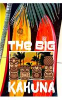 The Big Kahuna: Hawaii Tiki Bar Retro Vibes Aloha Fishing Surfboards Shark Men's White Paper College Ruled Lined Notebook Journal Matte Perfect Fathers Day Gifts fo