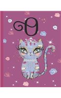 O: Kitty Cat Journal, personalized monogram letter O blank lined diary with interior pages decorated with kitty cats and flowers.