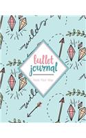 Bullet Journal Dot Grid for 90 Days, Numbered Pages Quarterly Journal Diary, Teal Blue Tribal Draw Doodles: Large Bullet Journal 8x10 with 110 Dot Grid Pages with Number
