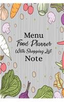 Menu Food Planner With Shopping List Note: Smart Design Weekly Meal Planner Cookbook, 52 Week Food Planner and Grocery List Organizer for Women & Men, Great Grocery List Shopping Planner Note