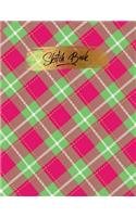 Sketch Book: Pink & Green Plaid Sketchbook Large Blank Notebook for Drawing, Painting, Doodling or Sketching