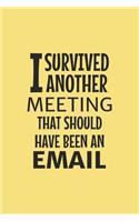 I Survived Another Meeting That Should Have Been An Email: Blank Notebook/Journal For Personal Use And Also For Gift