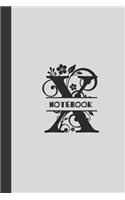 X Notebook letter: small lined initial monogram alphabet letter Notebook / Travel Journal to write in (6'' x 9'') 120 pages