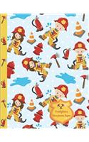 Firefighters Storybook Paper: Cute Little Girl and Boy Firefighters, School Teachers, Pre-K, Kindergarten, First and Second Grade Students, Creative Journal, Primary Write and Dr
