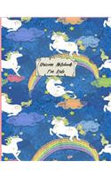 Unicorn Notebook for Kids: 7.44 X 9.69 Cute Unicorn Unlined Journal Paper Notebook with Numbered Pages Unique Back to School, Appreciation, Sketchbook, Birthday, Christmas, Co