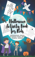 Halloween Activity Book for Kids Crosswords Mazes Coloring Pages Word Search Sudoku