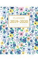 Planner 2019-2020 Academic Year: 8x10 Weekly Monthly Notebook Organizer with Hourly Time Slots Cute Abstract Flower Design White
