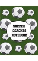 Soccer Coaches Notebook: A Coaching Journal with Undated Monthly Calendars, Goals, Month in Review, Player Roster, Game Stats, Field Pages, and Lined Notes-Balls on Green Ba