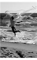 Fisherman Casting a Net at the Beach Journal: 150 Page Lined Notebook/Diary