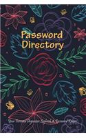 Password Directory: Your Personal Organizer Logbook and Password Keeper: Remember Your Passwords Always! Complete With Website Directory & Notebook, 6" x 9"(Password Journals)