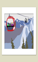 Rocky Mountain Gondola Matted Print, 16 X 20